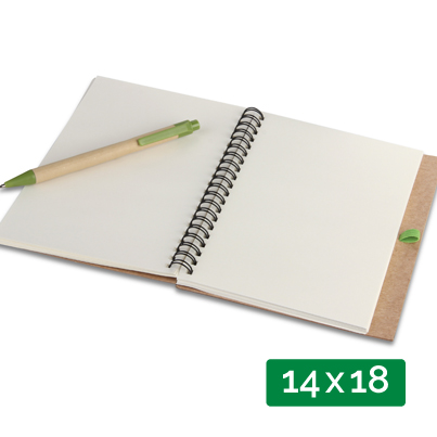 Blocco notes personalizzato 14x18 in carta riciclata con penna