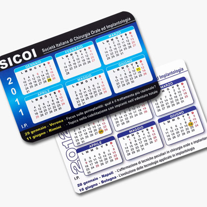 Calendario tascabile plastificato
