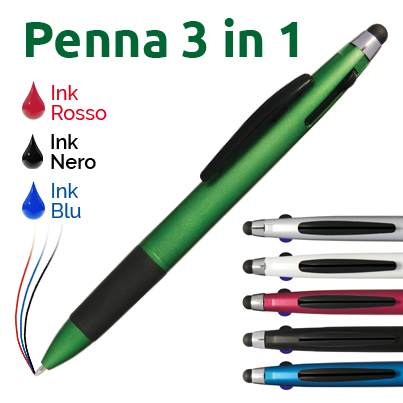 Penna touch screen con inchiostro a tre colori