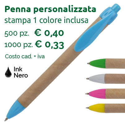 Penna personalizzata ecologica in cartoncino riciclato
